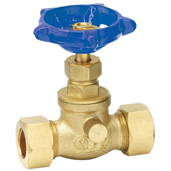 Gourmetgalley 220-1-12-12 Compression Brass Stop Valve 0.5 in. GO697730 - main